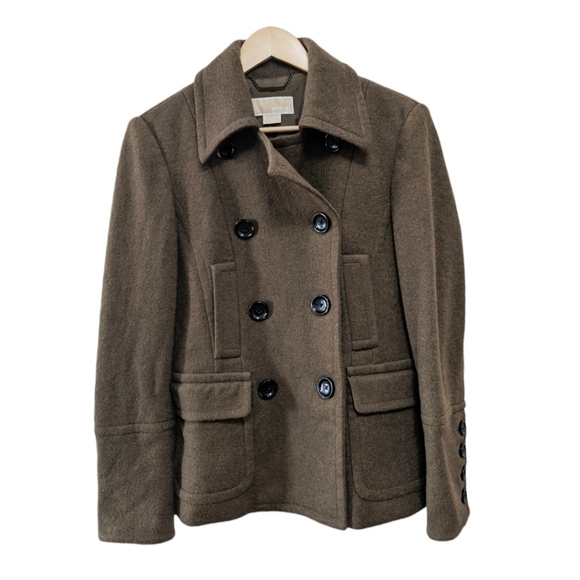 MICHAEL Michael Kors Collared Peacoat Olive Green M - Picture 8 of 13